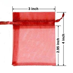 ⭐️5 for 20⭐️ 10 Red Organza Drawstring Bags 3x4